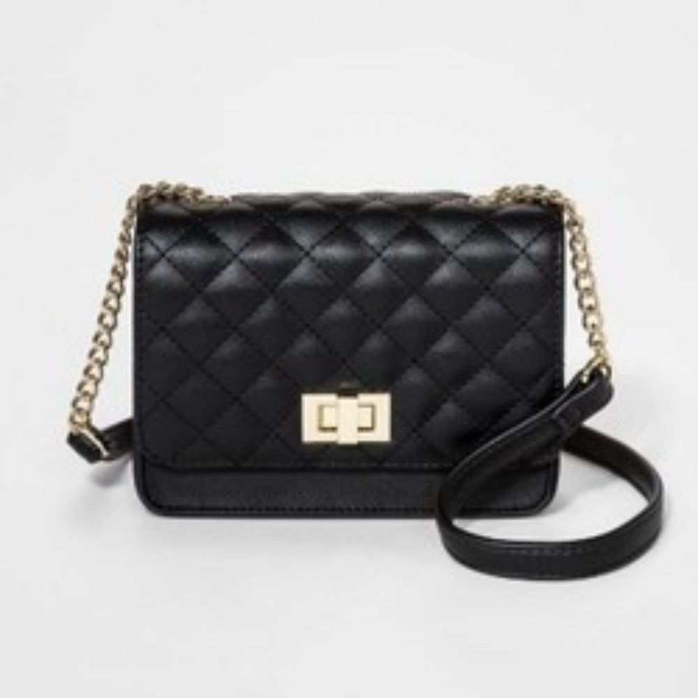 Girls' Turn Lock Quilted Handbag - art class Black